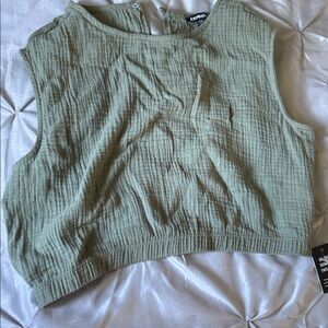 Express Olive Green Textured Tank Top